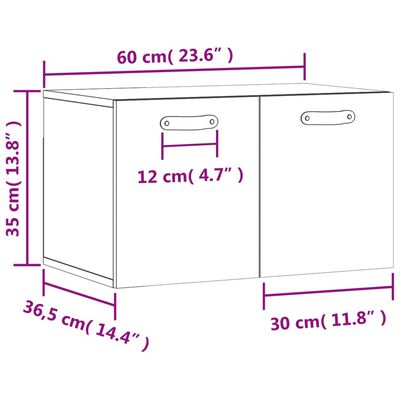 vidaXL vægskab 60x36,5x35 cm konstrueret træ betongrå