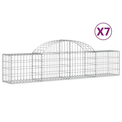 vidaXL buede gabionkurve 7 stk. 200x30x40/60 cm galvaniseret jern