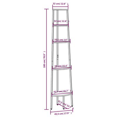 vidaXL stigereol med 5 hylder 45,5x31,5x180 cm sort