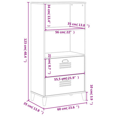 vidaXL bogskab VIKEN 60x35x123 cm konstrueret træ hvid