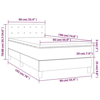 vidaXL kontinentalseng med madras 90x190 cm stof cremefarvet