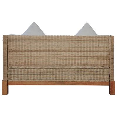 vidaXL 2-personers sofa med hynder naturlig rattan