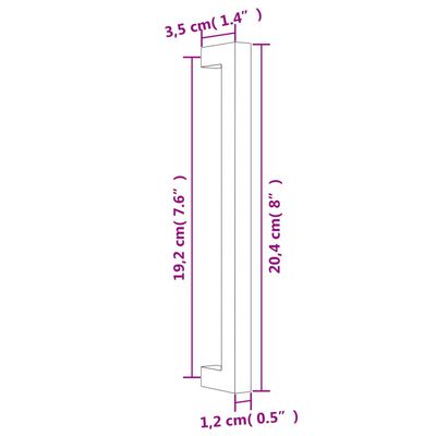 vidaXL skabshåndtag 20 stk. 192 mm rustfrit stål sort