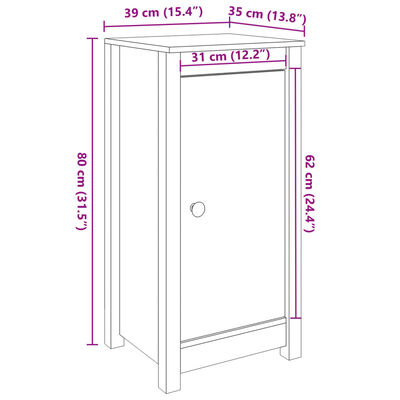 vidaXL skænke 2 stk. 39x35x80 cm massivt fyrretræ sort