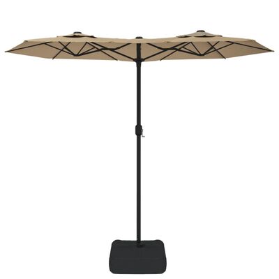 vidaXL parasol m. dobbelt parasoldug 316x240 cm gråbrun
