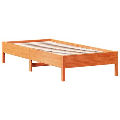 vidaXL sengeramme uden madras 100x200 cm massivt fyrretræ gyldenbrun