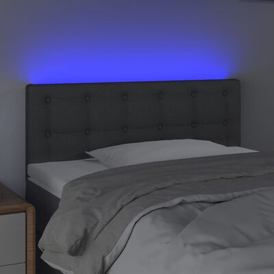 vidaXL sengegavl med LED-lys 90x5x78/88 cm stof mørkegrå