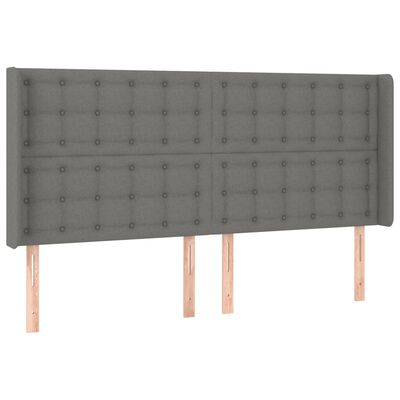 vidaXL sengegavl med LED-lys 183x16x118/128 cm stof mørkegrå