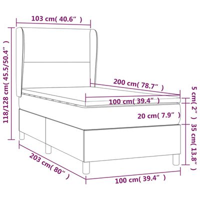 vidaXL kontinentalseng med LED-lys 100x200 cm stof sort