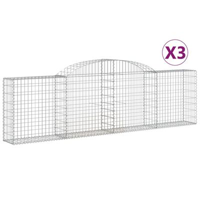 vidaXL buede gabionkurve 3 stk. 300x30x80/100 cm galvaniseret jern