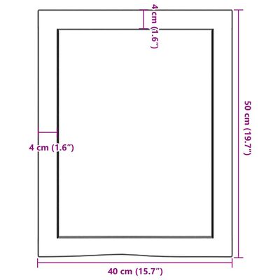 vidaXL bordplade til badeværelse 40x50x(2-6) cm massivt træ mørkebrun