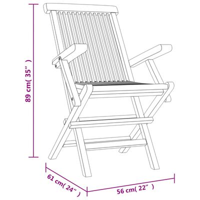 vidaXL havestole 8 stk. 56x61x89 cm foldbare massivt teaktræ grå