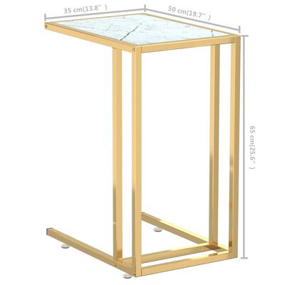 vidaXL sidebord 50x35x65 cm hærdet glas hvid marmor