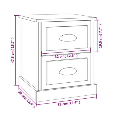 vidaXL sengebord 39x39x47,5 cm konstrueret træ hvid højglans