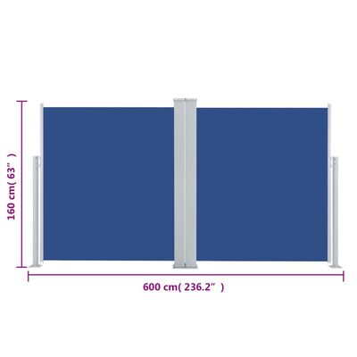 vidaXL sammenrullelig sidemarkise 160x600 cm blå