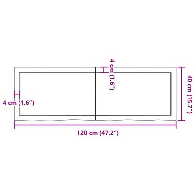 vidaXL bordplade 120x40x(2-4) cm behandlet massivt egetræ mørkebrun