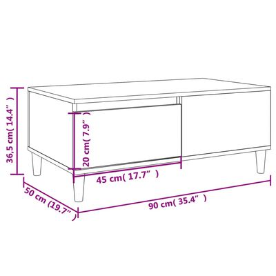 vidaXL sofabord 90x50x36,5 cm konstrueret træ sort