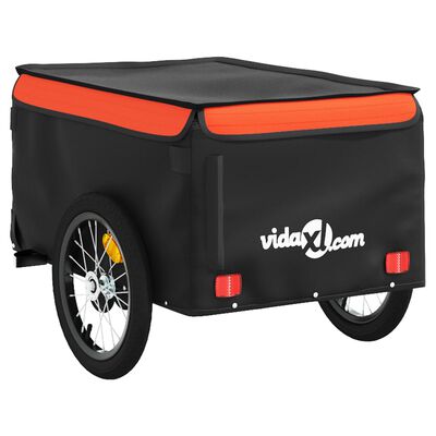 vidaXL cykelanhænger 45 kg jern sort og orange