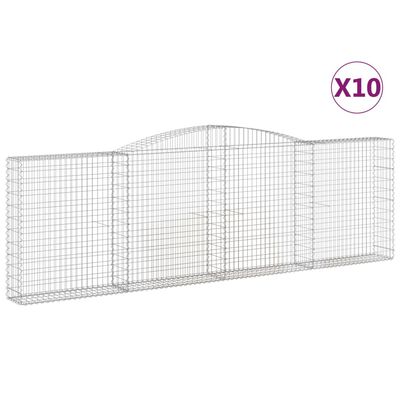 vidaXL buede gabionkurve 10 stk. 400x30x120/140 cm galvaniseret jern