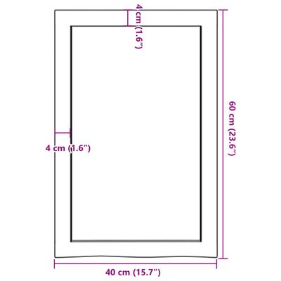 vidaXL bordplade til badeværelse 40x60x(2-4) cm massivt træ mørkebrun