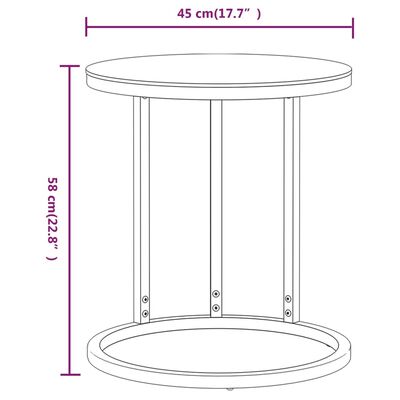 vidaXL sidebord 45 cm hærdet glas guldfarvet og sort