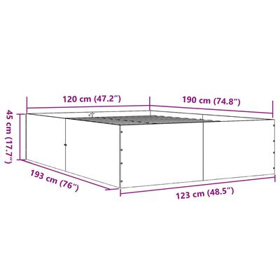 vidaXL sengestel 120x190 cm konstrueret træ røget egetræsfarve