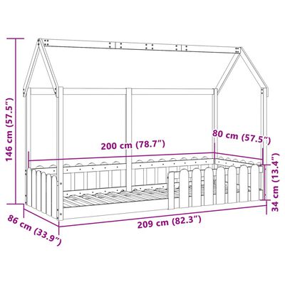 vidaXL sengeramme til husseng 80x200 cm massivt fyrretræ hvid