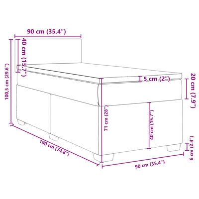 vidaXL kontinentalseng med madras 90x190 cm stof sort