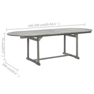 vidaXL havebord (160-240)x100x75 cm massivt akacietræ