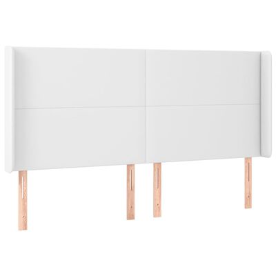 vidaXL sengegavl med LED-lys 183x16x118/128 cm kunstlæder hvid