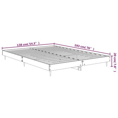 vidaXL sengestel 135x190 cm konstrueret træ brun eg