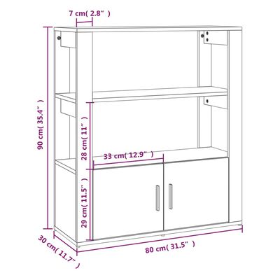 vidaXL skænk 80x30x90 cm konstrueret træ sort