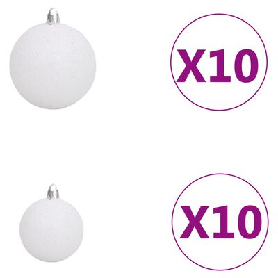 vidaXL kunstigt juletræ 300 LED'er og kuglesæt hængslet 180 cm