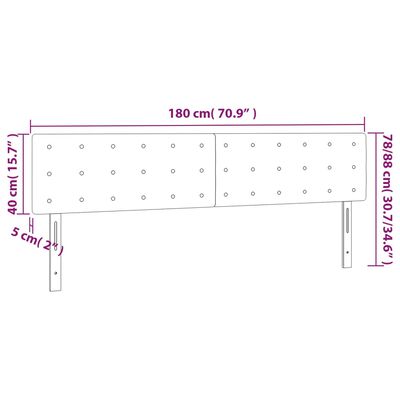 vidaXL sengegavl med LED-lys 180x5x78/88 cm fløjl mørkegrøn