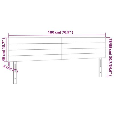 vidaXL sengegavl med LED-lys 180x5x78/88 cm stof mørkebrun