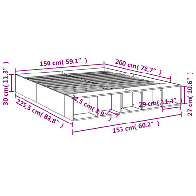 vidaXL sengestel 150x200 cm konstrueret træ røget eg