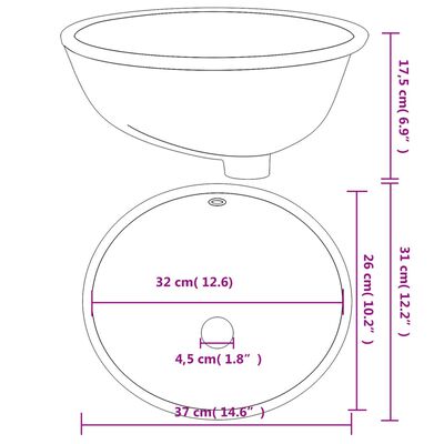 vidaXL badeværelsesvask 37x31x17,5 cm oval keramisk hvid