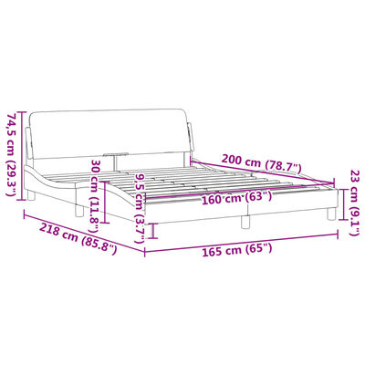 vidaXL sengeramme med sengegavl 160x200 cm kunstlæder sort og hvid