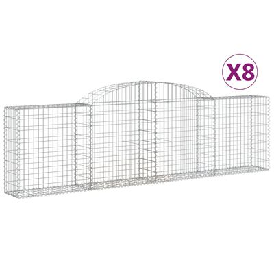 vidaXL buede gabionkurve 8 stk. 300x30x80/100 cm galvaniseret jern