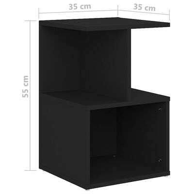 vidaXL sengeborde 2 stk. 35x35x55 cm konstrueret træ sort