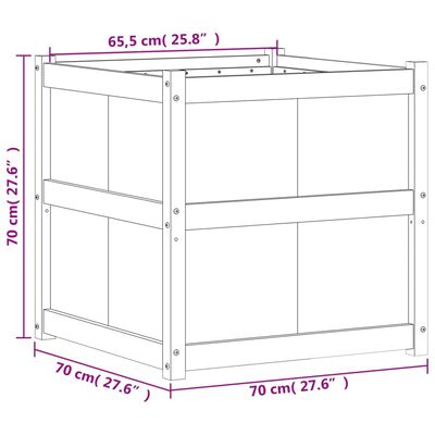 vidaXL plantekasse 70x70x70 cm massivt fyrretræ gyldenbrun