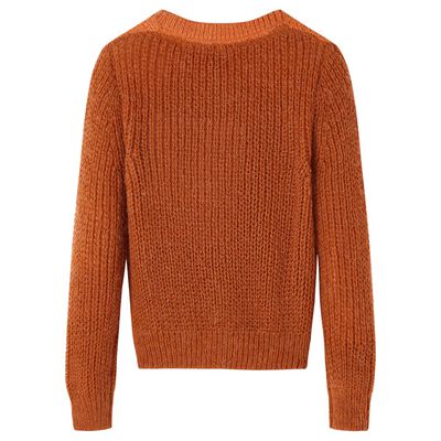 Sweater til børn str. 116 strikket cognacfarvet