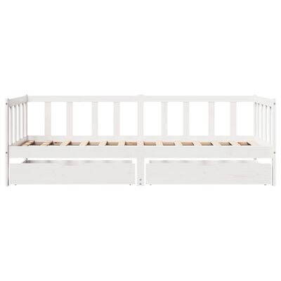 vidaXL daybed med skuffer 90x190 cm massivt fyrretræ hvid