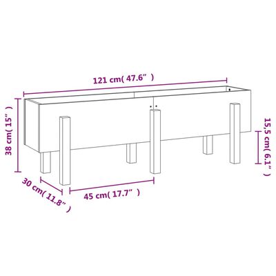 vidaXL højbed 121x30x38 cm massivt fyrretræ hvid