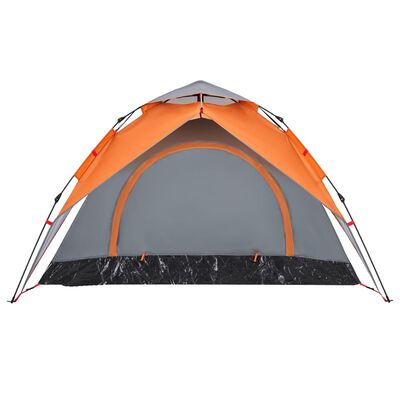 vidaXL 3-personers campingtelt kuppel quick-release grå og orange