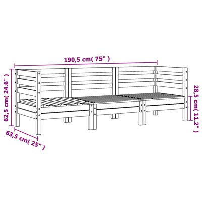 vidaXL 3-personers havesofa massivt douglasgran