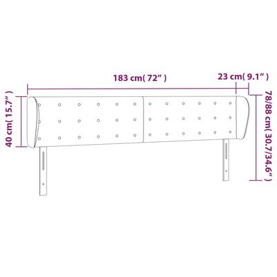 vidaXL sengegavl med kanter 183x23x78/88 cm stof mørkegrå