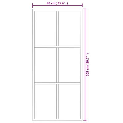 vidaXL skydedør m. monteringssæt 90x205 cm sikkerhedsglas og aluminium