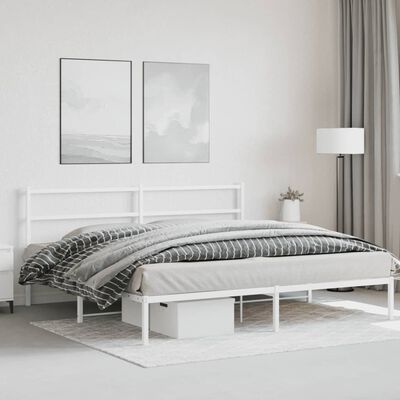 vidaXL sengeramme med sengegavl 193x203 cm metal hvid