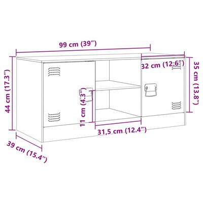 vidaXL tv-bord 99x39x44 cm stål sennepsgul